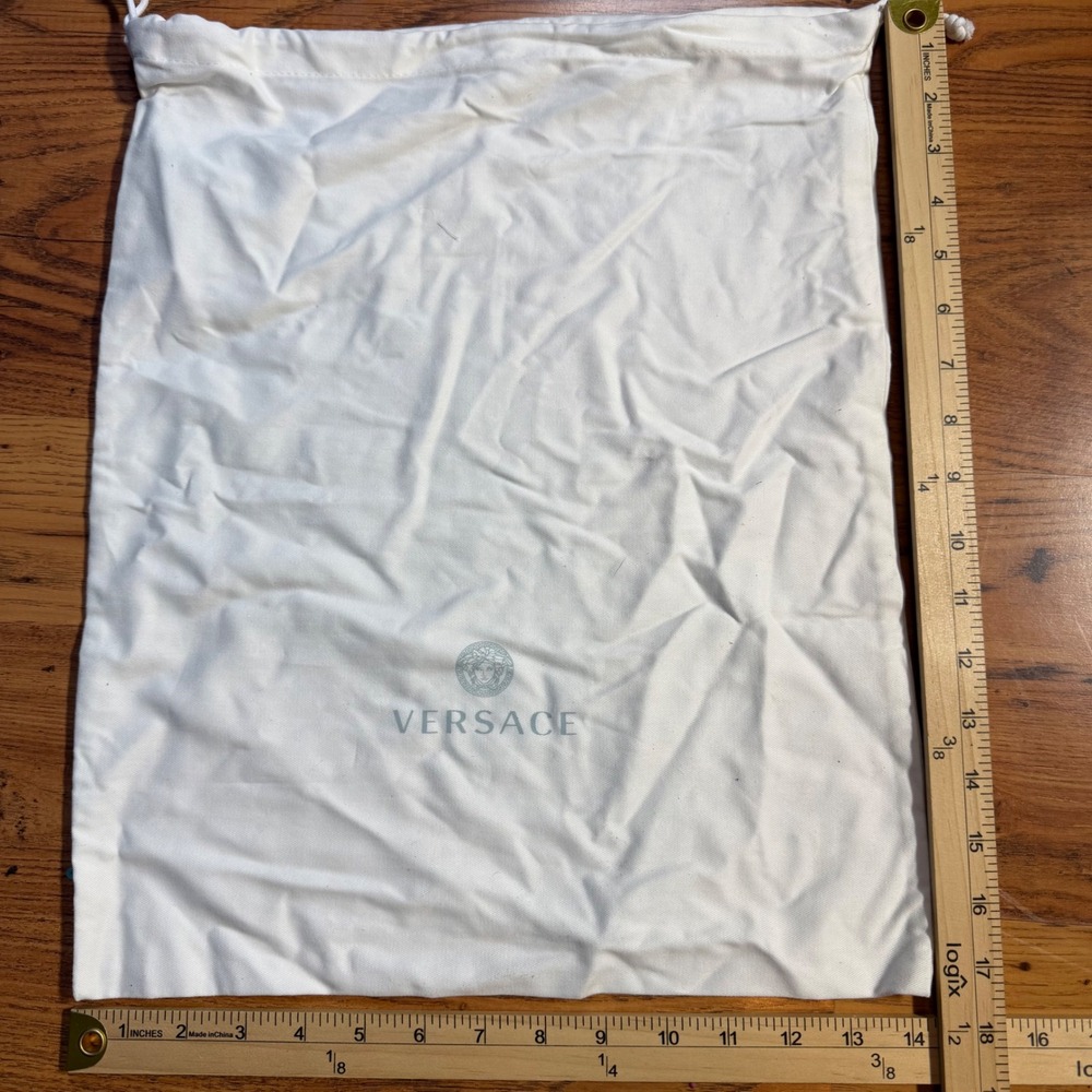 Versace White Cotton Drawstring Dust Bag Medusa Logo Large 14.5x17.5 Replacement